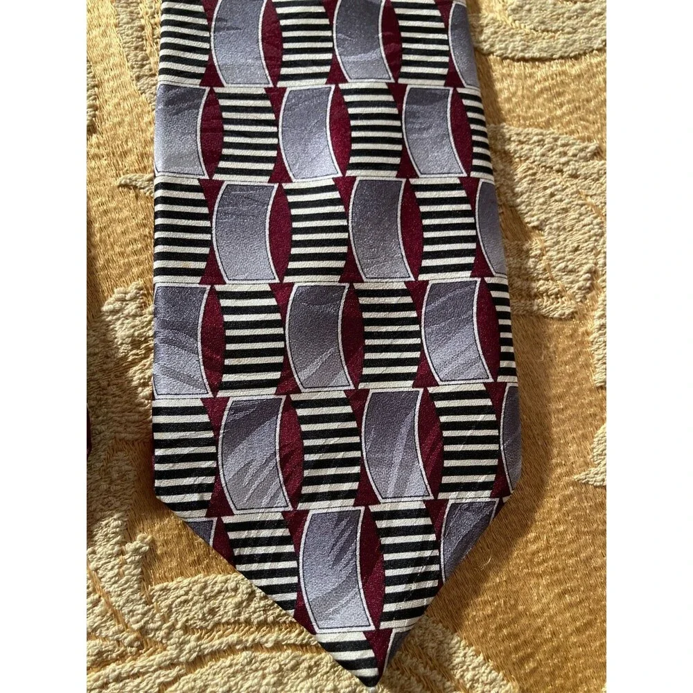 Vintage 80s Necktie 1980s Art Deco Revival Retro Geometric All Silk Fenzia Tie